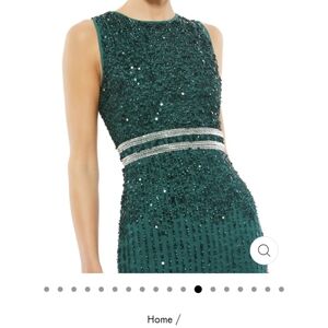 Mac Duggal Womens Green Sequined High Neck Midi Cocktail and Party Dress NWT